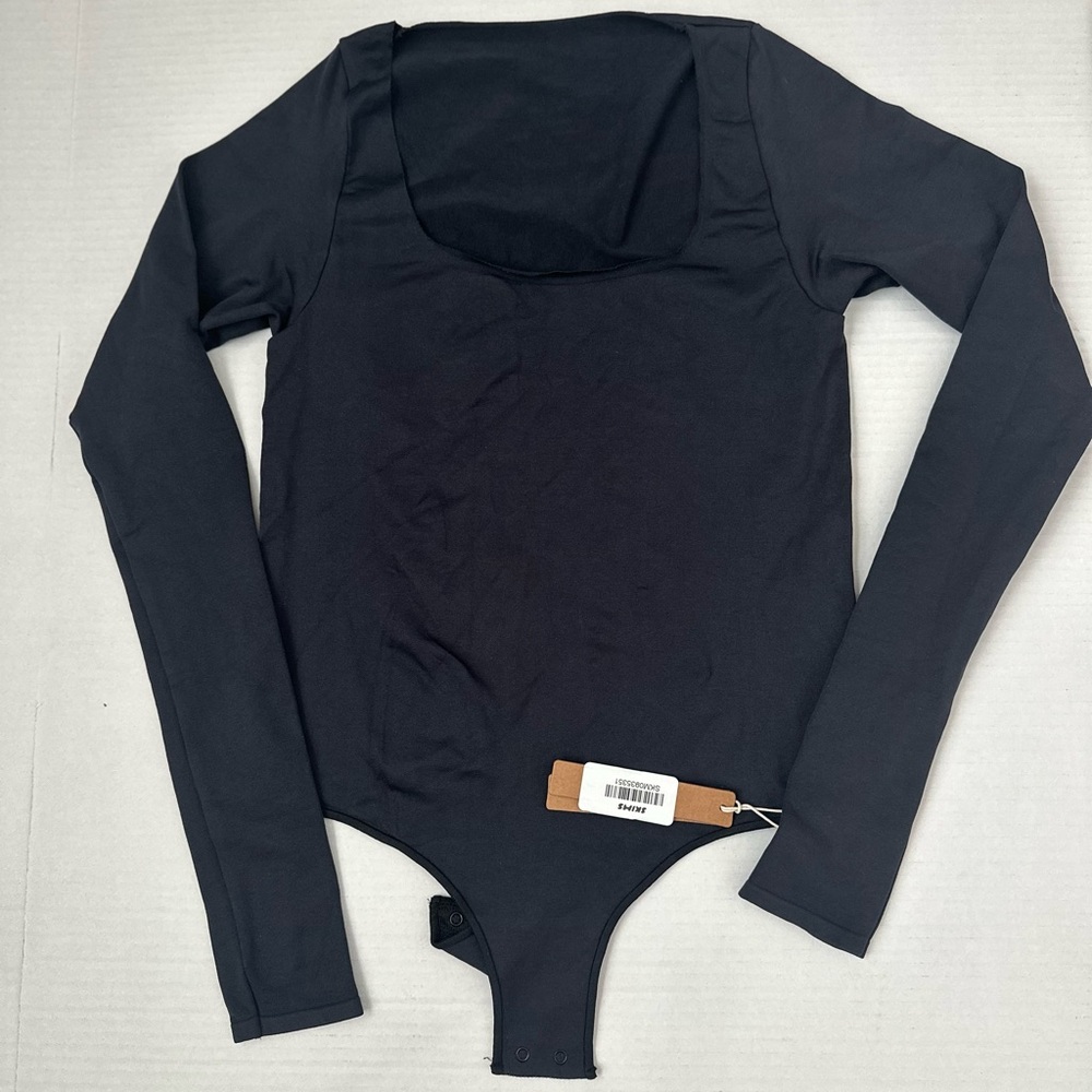 SKIMS Black Long Sleeve Bodysuit